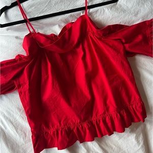 H&M Red Off the Shoulder Top with Adjustable Straps Size 10